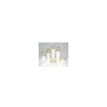 White Blown Frosted Cream Cosmetic Glass Bottles and Jars