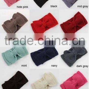 Women Girls Woolen Hair Accessory Headband Bow Knot Head Band 17Colors