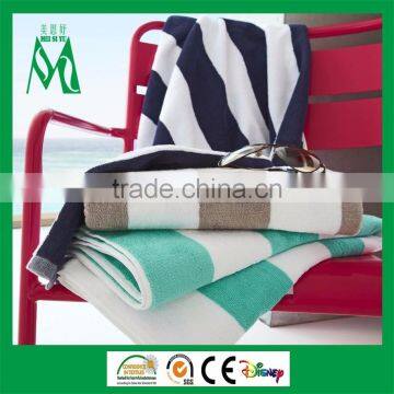 Customized stripe velour bench bath towel for sport/beach