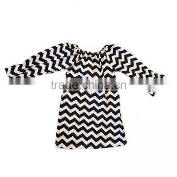 wholesale children clothing boutique kids extra long baby girl black white chevron newborn baby t-shirts