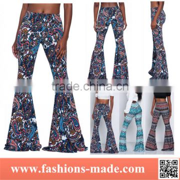 Ladies Boho Hippie Style Paisley Floral Print Wide Leg Leggings Pants Palazzo Trousers