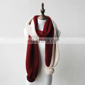 Multicolor or Pure Colour Genuine Rabbit Hair Ball Knitted Wool Scarf photo-6