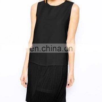 CHEFON Double layered pleated skirt dress