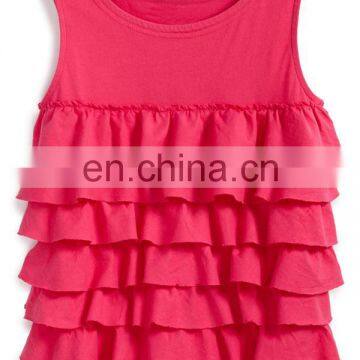 CHEFON Ruffles cascade down easy cotton ruffle tank top,cotton top,girls back key hole top