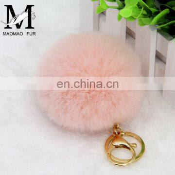 2016 New Cute Genuine Soft Fur Rabbit Pompom Keychain / Handbag Rabbit Fur Key Chain