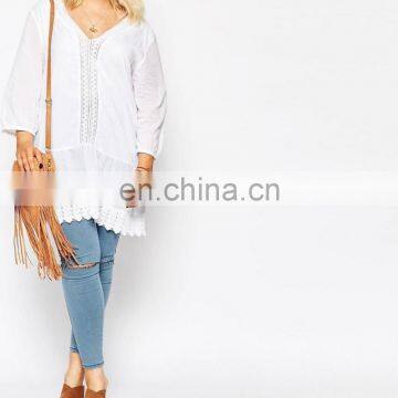 New design casual cotton fashion lady blouse