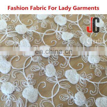 2017 high quality 100% polyester floral jacquard jersey knit fabric lace for dress