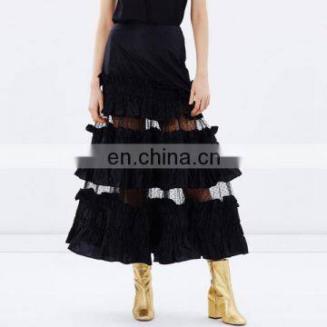 2017 Latest Sexy Long Frill Skirts Design Women Skirt
