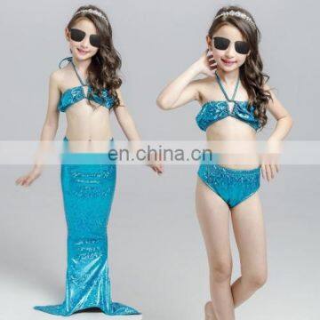 Girl Mermaid Tail 3 Pieces 110cm Swimmable Bikini Set Cute Swimsuit