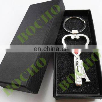 Metal Pairs opener keyring, souvenir keyring opener for Pairs, heart shape bottle opener keyring