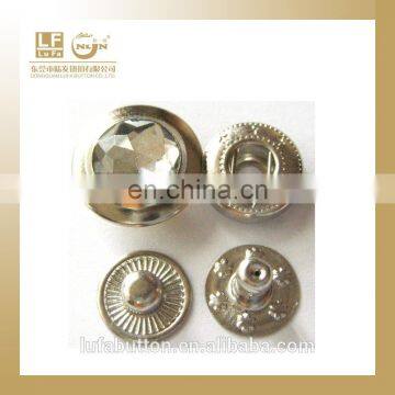 rhinestone embedded spring snap button metal button