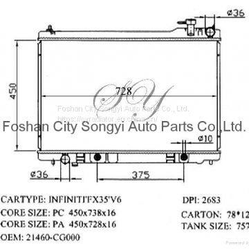 Cheap Car Radiator for Nissan Infiniti Fx35 V6