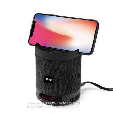 HF-U6 Cloth Art Wireless Bluetooth Speaker Portable Plug-in Card Display Subwoofer Mobile Phone Stand Gift Speaker Box photo-4