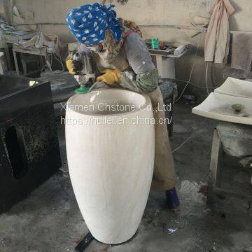 Carrara White Marble Pedestal Sinks,White Marble Wash Basins, Nature Stone Bathroom Sinks