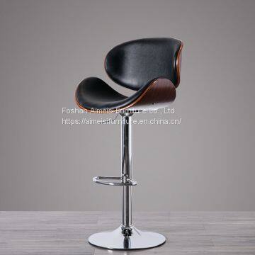 Modern leather cushion plywood backrest bar chair