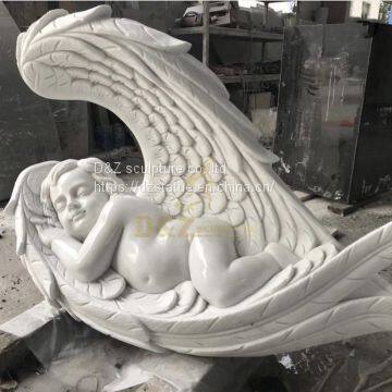 Open Wings Serene Baby Angel White Headstones