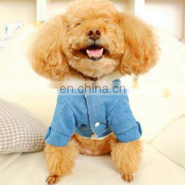 Pet Dog Cat Clothes Turn-down Collar Puppy English Alphabet Cowboy Denim Coat photo-6