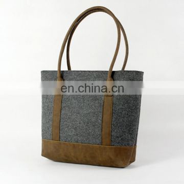 felt shoulder bag women felt tote bag with leather button and handle handbags