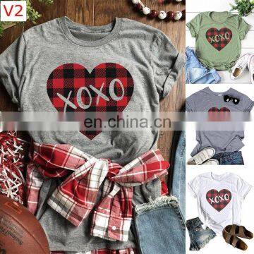 2020 Valentine Couples Lovers T-Shirt Women Casual Tops Tshirt Love Heart Print Short Sleeve Blouse T-Shirt Tee Female photo-3