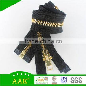 8# open end with auto lock slider gaint insertion pin metal gold zipper