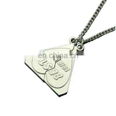 Aivle Fine Jewelry Supplier Alloy Material BEST FRIENDS Letter Stainless Steel Pendant Triangle Two Half Split Necklace