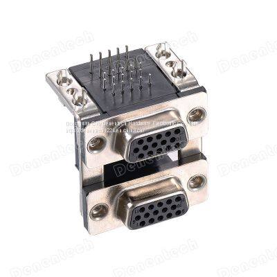 Denentech Hardware Parts Right Angle Dual Port HDR15 Female To HDR15 Female D-SUB Connector photo-2