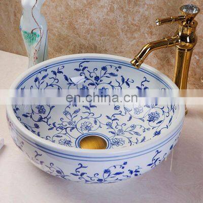 Art Jingdezhen Blue And White Porcelain Sink For Bathroom photo-4