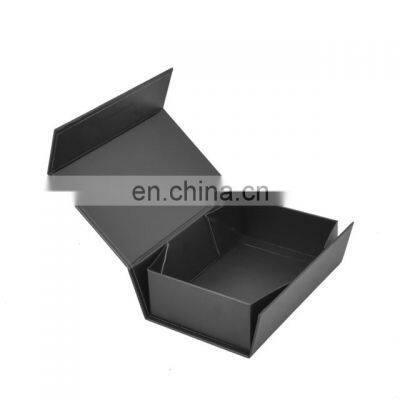 Custom Cardboard Packaging Caja Plegable Magnetic Paper Black Shoe Foldable Folding Gifts Box With Ribbon