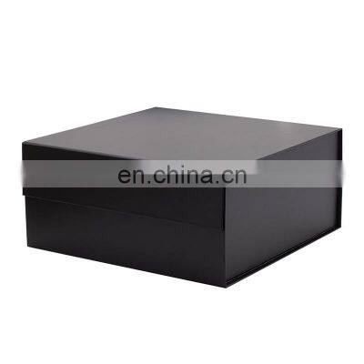 Premium wholesale plain black bulk retail packaging square foldable paper gift boxes