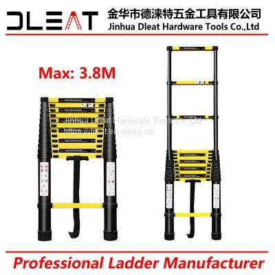 New Color Dleat 3.8m Single Aluminum Telescopic Ladder With EN131