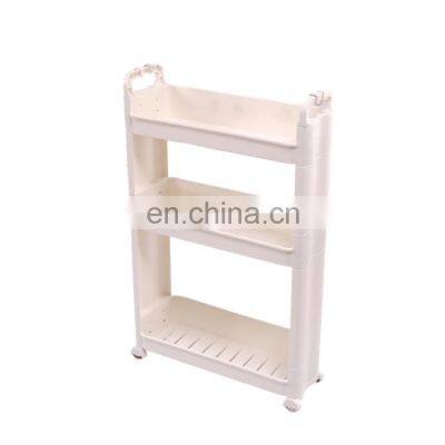 New Amazon Hot Wheeled Type Space Saving Multi-functional Gap Plastic Storage Kitchen and Bathroom Rack