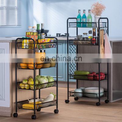 Amazon Popular 4 Layers Bathroom Kitchen Storage Rack with Wheel