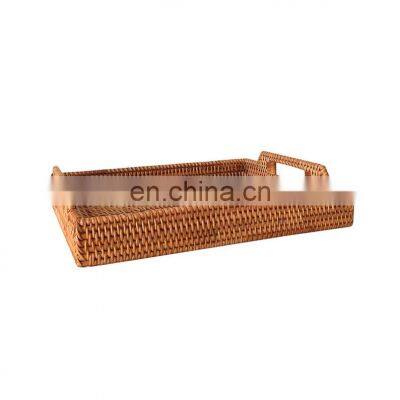 Coffee Table Tray with Handle for Drinks Serving, Rattan Woven Tray Wholesale made in Vietnam