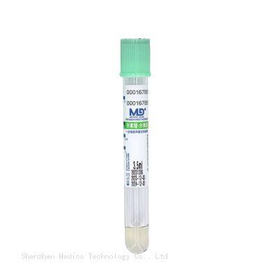 Gel & Lithium Heparin Tube Disposable Vacuum Plasma Blood Collection Tube with Light Green Cap