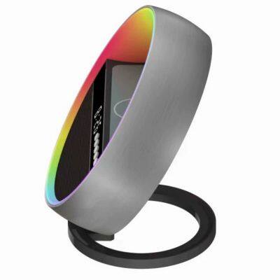 Multi-function 15W Wireless G Shape Speaker Colorful Night Light Alarm Clock Wireless Bluetooth Speaker photo-6