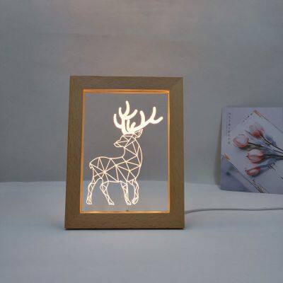 Venda em atacado de quadros com luzes noturnas LED personalizados, quadros de presente para mesa de madeira, luzes decorativas para sala de estar