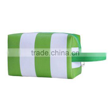 Pillow type large designer handbags cosmetic bags in hand stripe green PVC bag cheap makeup