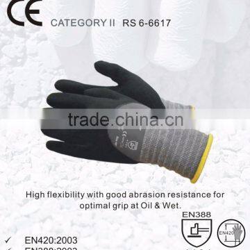 RS SAFETY 15G Seamless Softtextile Knit Glove in Micro Nitrile Coated Glove With Premier Assembly Grip
