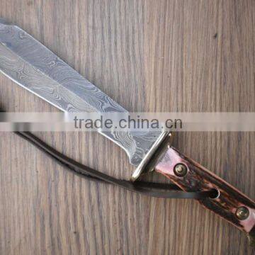 udk h31" custom handmade Damascus bowie knife/ hunting knife with stag handle