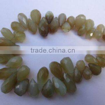 7 inch bio chalcedony faceted drops beads gemstone 6x10mm to 6x15mm