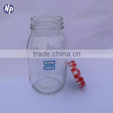 800ml good quality food grade clear glass storage jar with twist off metal lid