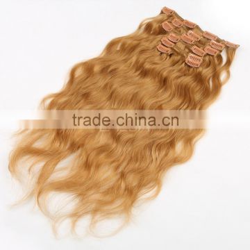 Cheap wavy blonde color braizlian human hair clip in extensions                        
                                                                                Supplier's Choice