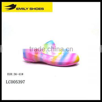 transparent with printing PVC upper clogs shoes