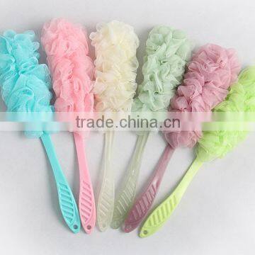 2016 Plastic mesh scrub brush bubble shower scrubber wash scrub cloth sponge