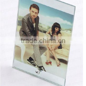 whosale Diy Sublimation printing glass photo frame with Up and down mirror edge