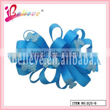 chrysanthemum koker friendly curly hair accessories ribbon bow hairgrips for toddlers (DJU--6)