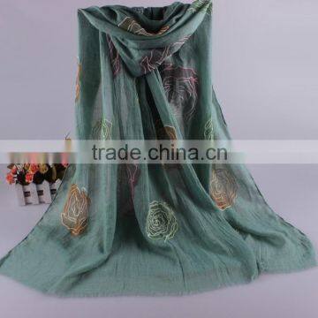 Wholesale Colorful Flower Cotton Women Fashion Embroidery Scarf With Tassel Quality Choice