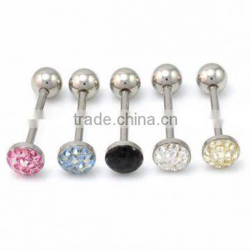 316L Surgical Steel Jeweled Flat Barbell