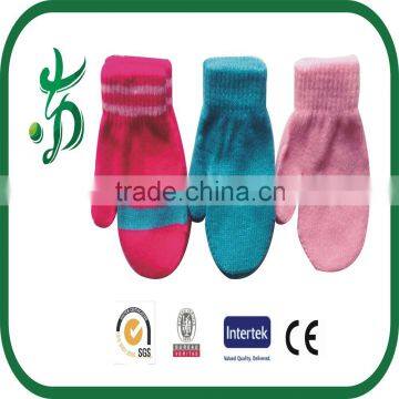 kids acrylic knitting pattern stripe mittens knitted winter glove