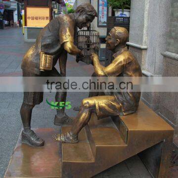 Bronze life size urban men statues